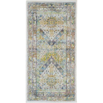 Global Vintage GLB07 Blue/Green Area Rug Farmhouse Vintage Diamonds By Nourison