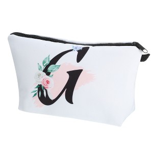 Unique Bargains Large Capacity Zipper Personalized Small Makeup Bag White - 1 of 4