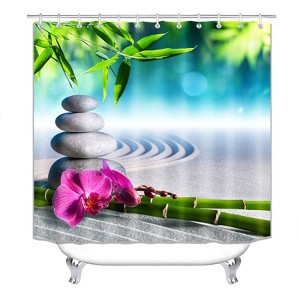 Basalt Stones And Orchid Shower Curtains for Bathroom Waterproof Fabric Bath Curtain Durable Soft Stylish Bathroom Decor 72x72 Inch - 1 of 1