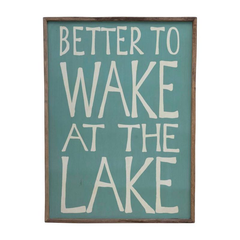 Better To Wake At the Lake&#39; Recycled Wood Wall Decor Blue - Storied Home, 1 of 4