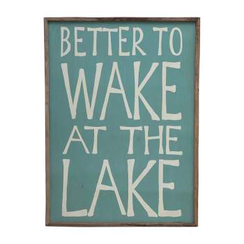 Better To Wake At the Lake' Recycled Wood Wall Decor Blue - Storied Home