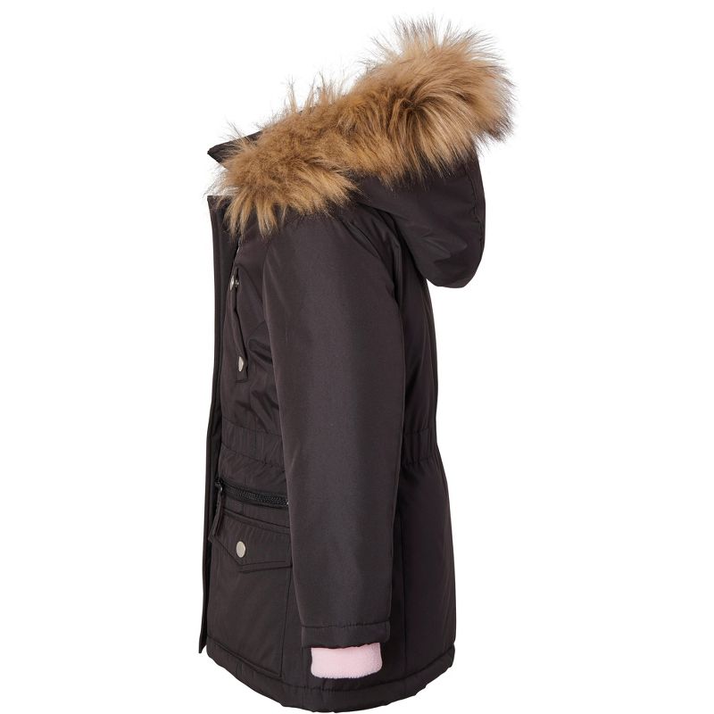 Sportoli Girls Fleece Lined Heavy Winter Anorak Jacket Coat Faux Fur Trim Zip-Off Hood, 4 of 7