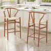 Infurnic Dining Chairs, Comfortable Woven Seat with Sturdy Legs, Modern Accent Chairs for Kitchen and Dining Room, Brown, 17.5"*20"*39.4" - 2 of 4