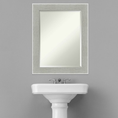 Glam Silver Rectangular Wall Mirror with Linen Frame
