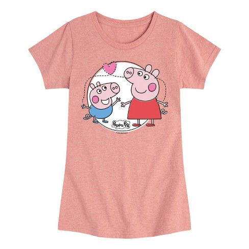 Girls' - Peppa Pig - George Heart Fitted Short Sleeve Graphic T-Shirt - image 1 of 4