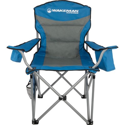 Oversized Blue and Gray Heavy Duty Folding Camping Chair