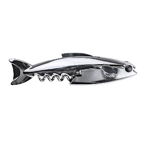 BarY3 BAR-0752 Shark Waiter's Corkscrew, Silver, Stainless Steel - 1 of 1