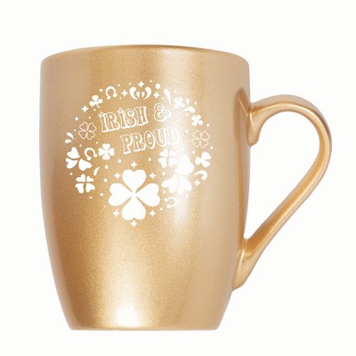 Elanze Designs Irish & Proud 10 ounce New Bone China Coffee Tea Cup Mug, Vegas Gold