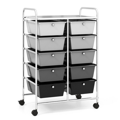 Tangkula 10-drawer Rolling Storage Cart Tools Scrapbook Paper Organizer On  Wheels Black Gradient : Target