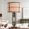 Franklin Iron Works Elias Modern Industrial Table Lamp 28" Tall Oiled Bronze with Table Top Dimmer Nightlight Off White Oatmeal Drum Shade for Bedroom - 2 of 4