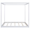King Size Bed Frame, Modern Wooden Canopy Bed Frame with Low Base Support Legs, King Size Canopy Bed for Kids Teens, No Box Spring Needed White - 2 of 4