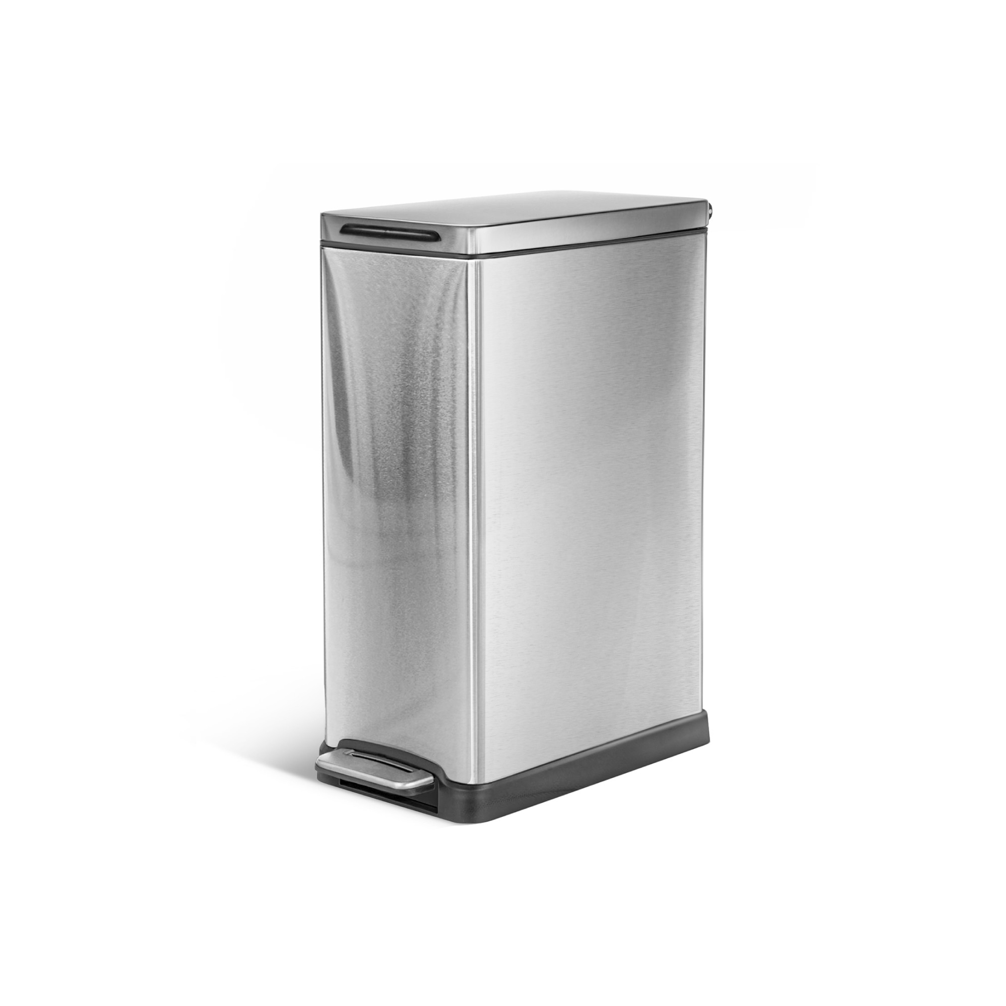 Home Zone Living 12 Gallon Slim Stainless Steel Kitchen Trash Can with Step Pedal and Soft Close Lid, Silver