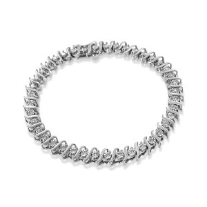 Haus of Brilliance Silver 1/4 Cttw Diamond Miracle-Set "S" Link Tennis Bracelet Inches - 1 of 4
