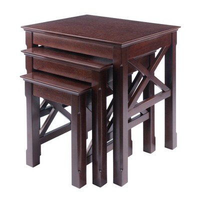 Cappuccino Wood 3-Piece Rectangular Nesting Tables