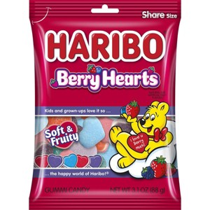 Haribo Valentine's Berry Hearts Bag - 3.1oz - 1 of 3