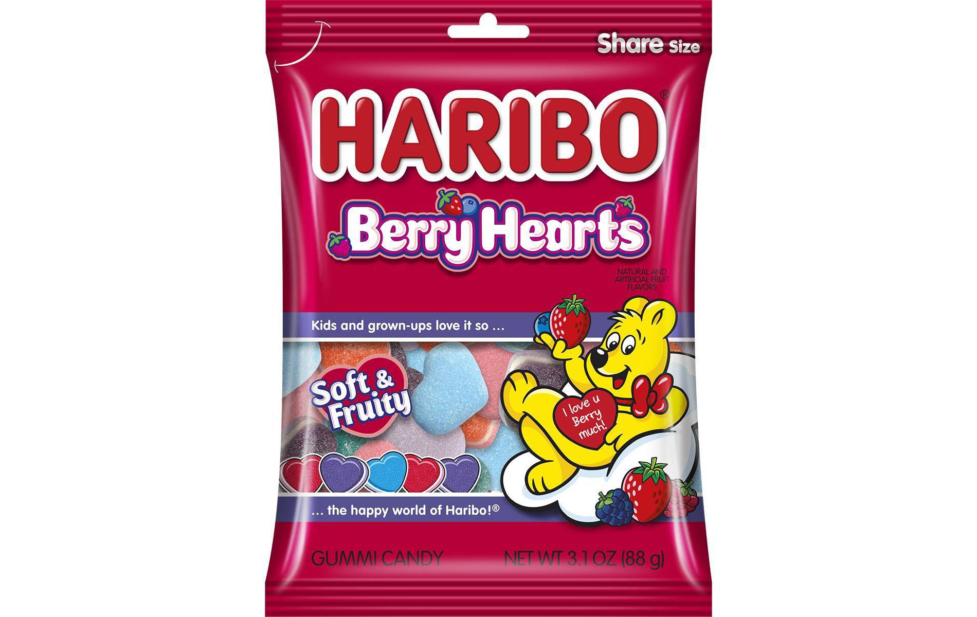 Haribo Valentine's Berry Hearts Bag Candy - 3.1oz