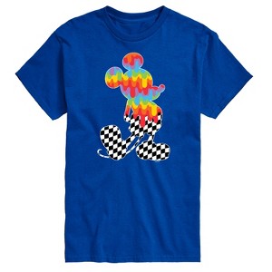 Men's - Disney - Mickey Checkered and Rainbow Silhouette Short Sleeve Graphic T-Shirt - 1 of 4