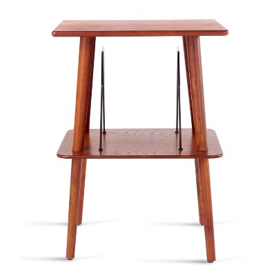 Paprika Hardwood Mid-Century Turntable Stand with Storage