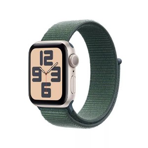 Refurbished Apple Watch SE GPS + Cellular (2024) 40mm Starlight Aluminum Case with Lake Green Sport Loop - Target Certified Refurbished - 1 of 4