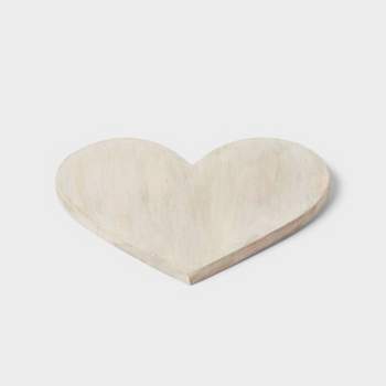Valentine's Day Wooden Heart Serving Platter White - Threshold