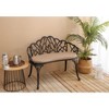 Vynxaria Outdoor Patio Bench with Floral Design - Black, 33.80'' W x 22.40'' D x 34.60'' H - 2 of 4