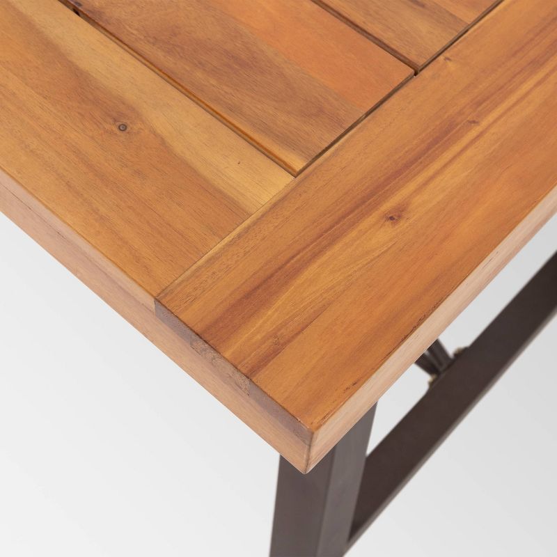 Catriona Rectangle Acacia Wood Industrial Dining Table - Teak - Christopher Knight Home, 6 of 10