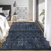 2 x 6 ft Polyester Imitation  Black Rectangular Hallway Bathroom Entryway Kitchen Office Foldable Geometric Printed Bohemia Washable Area Rug - 2 of 4