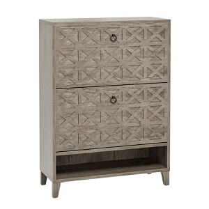 Tribesigns Freestanding Shoe Cabinet with 2 Flip Drawers and Adjustable Shelves - 1 of 4