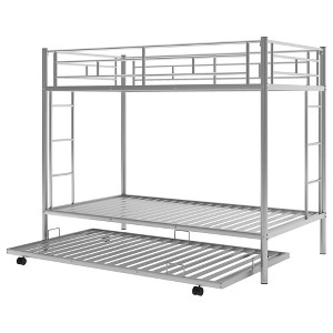 NicBex Twin Over Twin Metal Bunk Bed with Trundle and 2 Ladders for Kids,Girls,Boys - 1 of 4