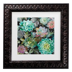 Trademark Fine Art - Danhui Nai Floral Succulents v2 Crop Matted Framed Art - 1 of 4