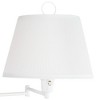 Barnes and Ivy Amelie Country Cottage Swing Arm Wall Lamps Set of 2 White Plug-in Light Fixture Pleated Fabric Bell Shade for Bedroom Living Room Home - 2 of 4