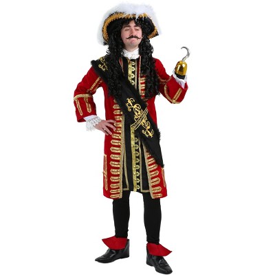 HalloweenCostumes.com Small  Men  Elite Captain Hook Pirate Costume, Black/Red/Orange
