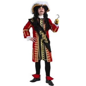 HalloweenCostumes.com X Large  Men  Elite Captain Hook Pirate Costume, Black/Red/Orange - 1 of 2