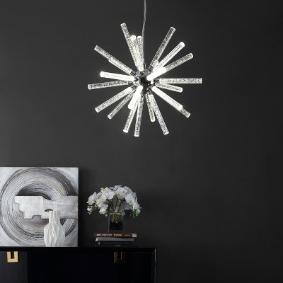 Gema 19" Chrome Crystal LED Starburst Pendant Light