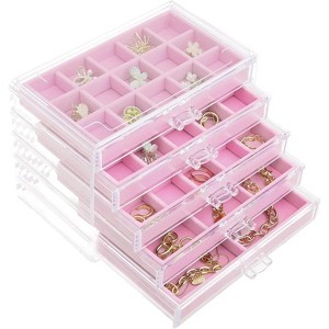 5-Drawer Clear Acrylic Jewelry Organizer with Velvet Lining, Earring Display Holder for Rings & Necklaces, Birthday Gift - 1 of 4