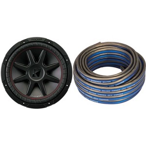 Kicker CompVR 12-Inch (30cm) Subwoofer, DVC, 4-Ohm w/ Speaker Wire Bundle - 1 of 4