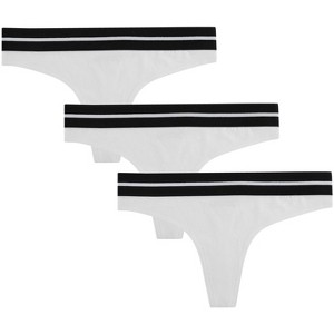 Balanced Tech Women's Active Cotton Thongs Panty 3 Pack - H. Grey/Black/White - Large - 1 of 1