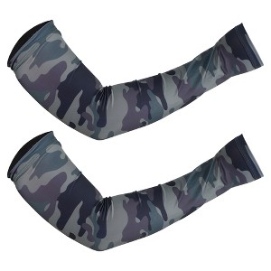 Unique Bargains Basketball Sports Camouflage Cooling Arm Elbow Compression Sleeve Green-gray-blue 1 Pair - 1 of 4