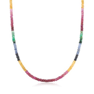 Ross-Simons 80.00 ct. t.w. Multicolored Sapphire Bead Necklace With 14kt Yellow Gold Magnetic Clasp
