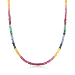 Ross-Simons 80.00 ct. t.w. Multicolored Sapphire Bead Necklace With 14kt Yellow Gold Magnetic Clasp - 1 of 3