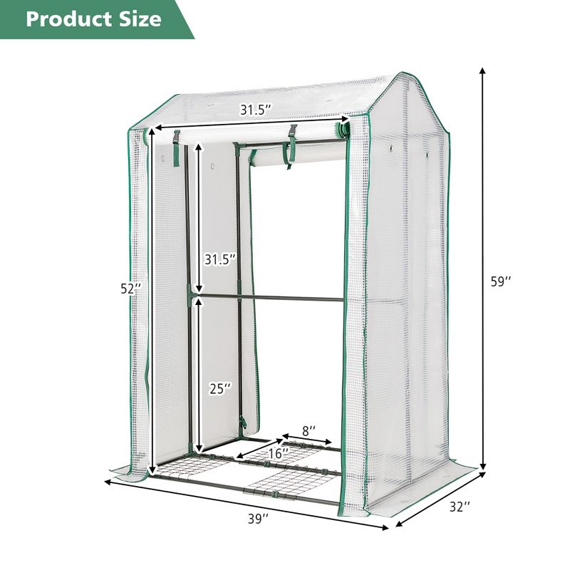 Costway 39'' x 32'' x 59'' Walk-in Garden Greenhouse Warm House for Plant Growing, 5 of 11