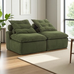 66" Soft Chenille Modular No-Armrests Sofa with Neck & Lumbar Pillows - 1 of 4