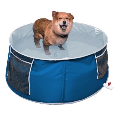 Medium Blue Pop-Up Pet Pool and Bath with Mesh Pockets