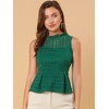 INSPIRE CHIC Women's Ruffle Neck Keyhole Back Sleeveless Floral Lace Peplum Blouses - 4 of 4