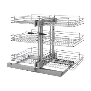 Rev-A-Shelf 5PSP3-18SC-CR 18 Inch 3 Tier Wire Chrome Soft Close Blind Corner 6 Shelf Slide Out Kitchen Cabinet Organizer, Silver - 1 of 4