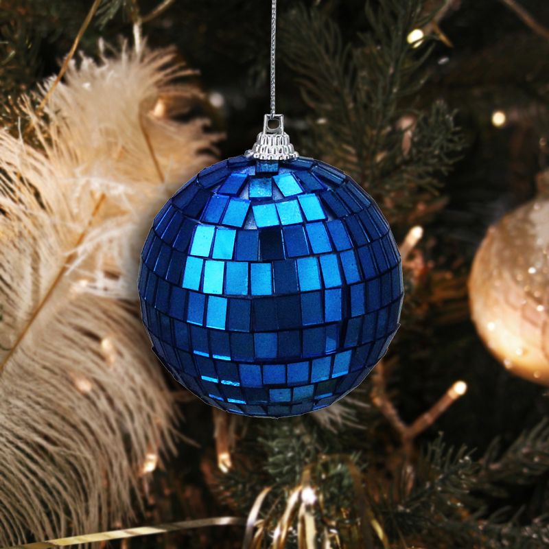Northlight 6ct Lavish Blue Mirrored Glass Disco Ball Christmas Ornaments 2.75" (70mm), 3 of 4