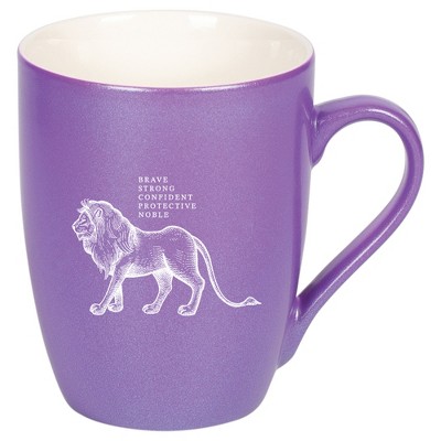 Elanze Designs 10 Ounce Ceramic Decorative Laser Engraved Giftable Novelty Tea Coffee Cup Mug Passion Purple Lion Brave Strong Confident Protective