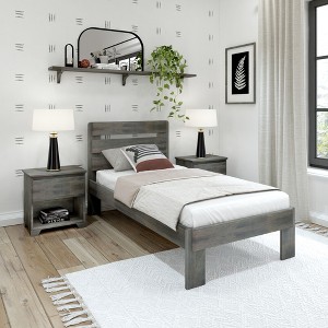 Plank+Beam Solid Wood Farmhouse Twin Platform Bed Frame with Plank Headboard - 1 of 2