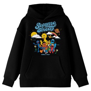 Sesame Street Vintage 2022 Character Group Shot Long Sleeve Youth Black Hooded Sweatshirt - 1 of 3