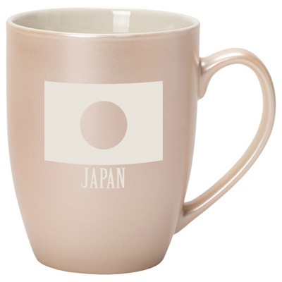 Elanze Designs Japan Japanese Flag 10 Ounce Ceramic Laser-Etched Engraved Drinkware Mug, Metallic Precious Pearl